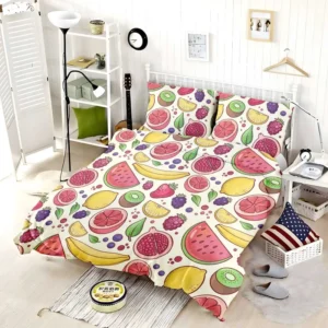 Hand Drawn Fruit and Floral  Design Bedding Set