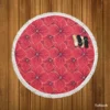 Hand Drawn Hydrangea Floral Round Beach Towel