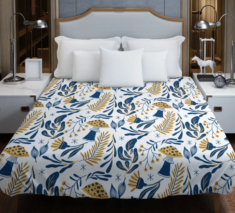 Hand Drawn Mushroom Pattern Duvet Cover