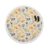 Hand Drawn Pattern with Orange Little Flowers Round Beach Towel
