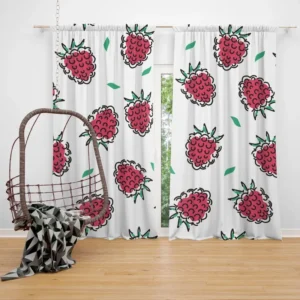 Hand Drawn Raspberry Curtain