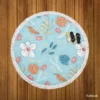 Hand Drawn Spring Floral Pattern Round Beach Towel