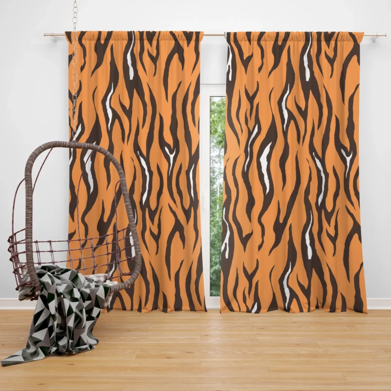Hand Drawn Tiger Print Background Curtain