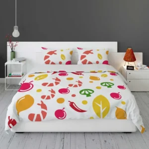 Hand Drawn Tropical Fruit Pattern Bedding Set 1