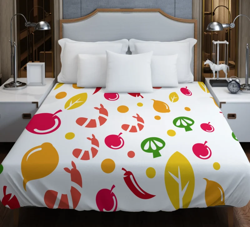 Hand Drawn Tropical Fruit Pattern Duvet Cover
