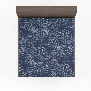 Hand Drawn Wave Off Pattern Fitted Sheet