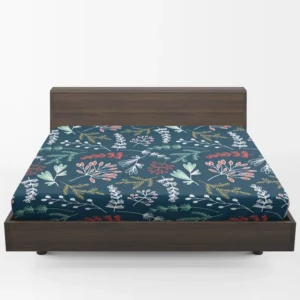 Hand Drawn Winter Floral Design Fitted Sheet 1