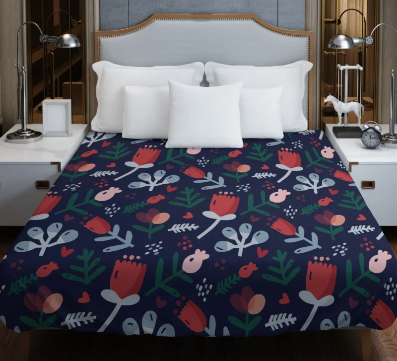Hand Painted Abstract Floral Pattern Duvet Cover