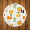 Hand Painted Oranges Leaves Round Beach Towel