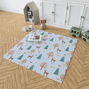 Hand Painted Reindeer Pattern Rug 1