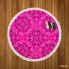 Hot Pink Floral Print Paisley Round Beach Towel