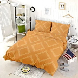 Indian Square Faded Orange Pattern Bedding Set
