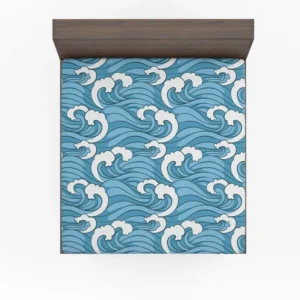 Japanese Sea Waves Art Fitted Sheet