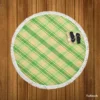 Lime Green Tartan Plaid Check Pattern Round Beach Towel
