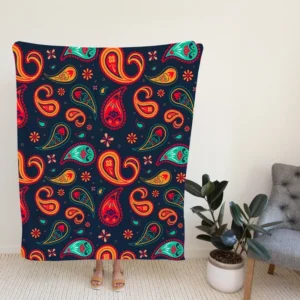 Lovely Mini Paisley Pattern Fleece Blanket