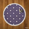 Luxury Polka Dots On Purple Diagonal Pattern Round Beach Towel