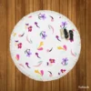 Magenta And Purple Mini Bud Flowers Round Beach Towel