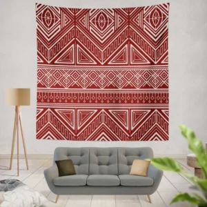 Maroon Aesthetic Songket Pattern Wall Tapestry