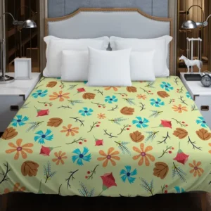 Mini Floral Leave Winter Season Pattern Duvet Cover