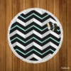 Modern White And Black Blue Chevron Round Beach Towel