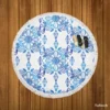 Moroccan Blue White Ornament Round Beach Towel