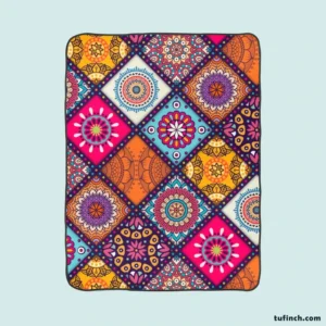 Multicolored Mandala Design Fleece Blanket 1