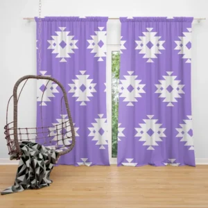Navajo Ethnic Argyle Purple Pattern Curtain
