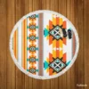 Navajo Geometric Orange Pattern Round Beach Towel