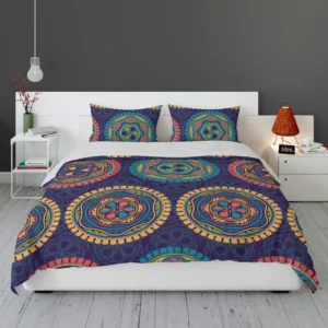 Navy Blue Abstract Pattern Design on Background Bedding Set 1