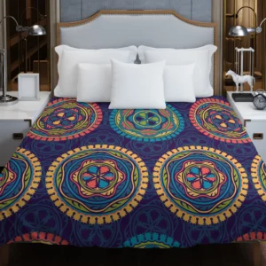 Navy Blue Abstract Pattern Design on Background Duvet Cover