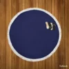 Night Blue Solid Color Round Beach Towel