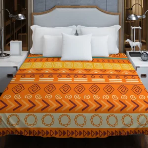 Orange African Tribal Pattern Duvet Cover