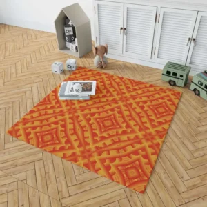 Orange Aztec Color Pattern Rug 1