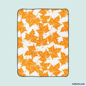 Orange Color Maple Leaves Fleece Blanket 1