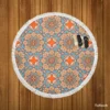 Orange Colored Morocco Pattern Round Beach Towel