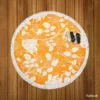 Orange Nouveau Rose Floral Round Beach Towel