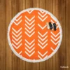 Orange Pattern With White Chevron Round Beach Towel