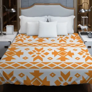 Orange White Songket Ethnic Duvet Cover