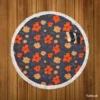 Organic Flat Floral Print Round Beach Towel