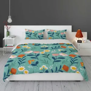 Organic Flat Pressed Flowers Pattern Bedding Set 1