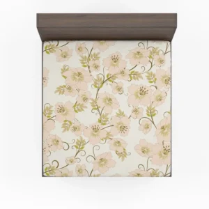 Pale Pink Flowers Spring Design Fitted Sheet