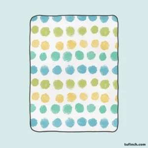 Pastel Color Yellow Blue Green Polka Pattern Fleece Blanket 1