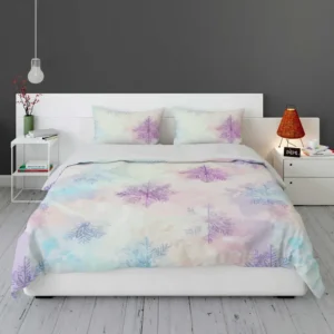 Pastel Water colored Snowflakes Bedding Set 1