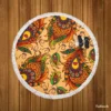 Peacock Feathers Oriental Style Round Beach Towel