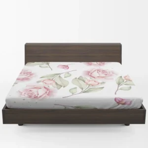 Pink And White Rose Watercolor Fitted Sheet 1
