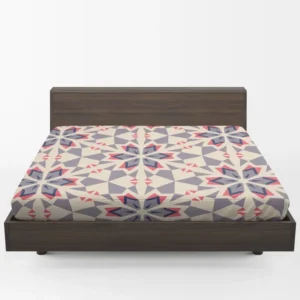 Pink Blue Kaleidoscope Floral Pattern Fitted Sheet 1