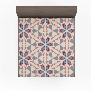 Pink Blue Kaleidoscope Floral Pattern Fitted Sheet