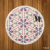 Pink Blue Kaleidoscope Floral Pattern Round Beach Towel