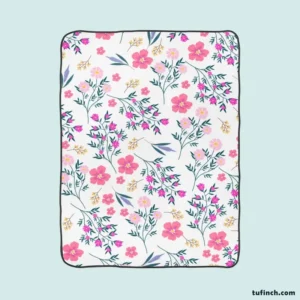 Pink Spring Flowers Pattern Fleece Blanket 1