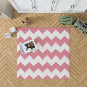 Pink White Aztec Chevron Rug